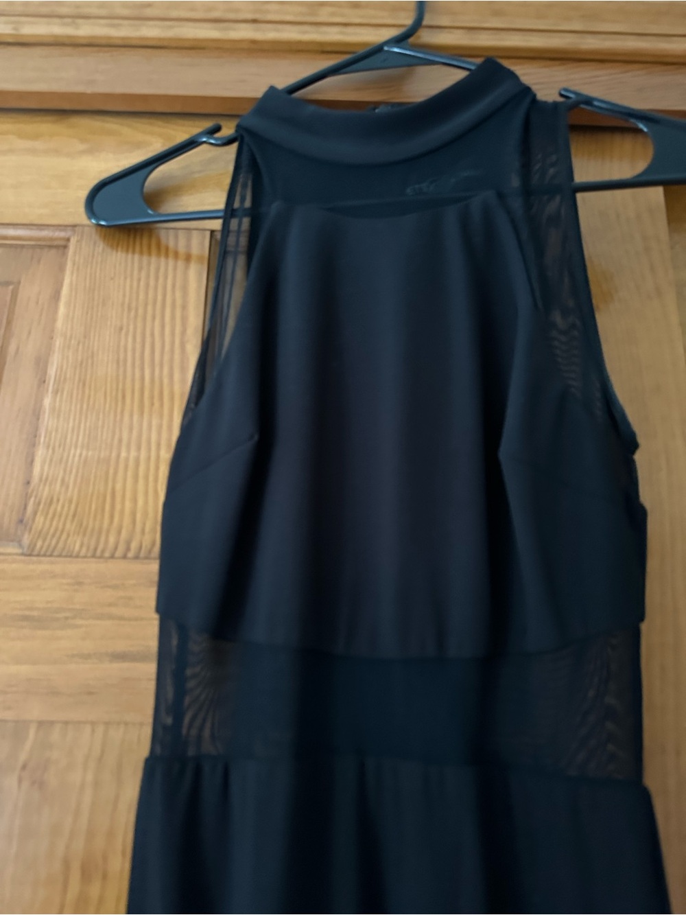 Sleeveless Black Mesh Panel Dress